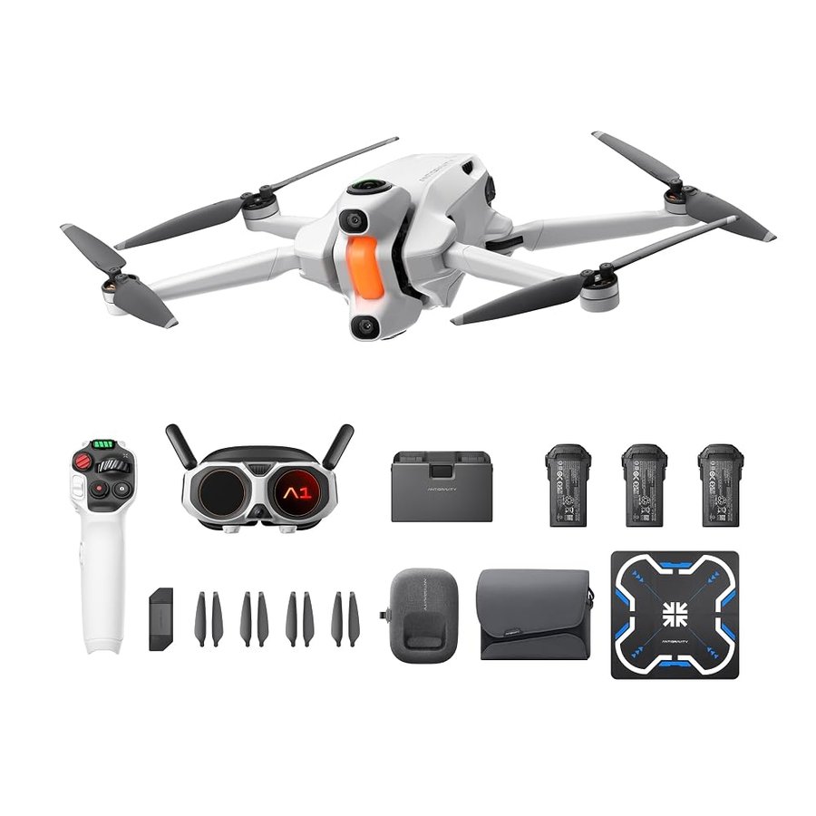 A1 Pack Infinity with Pedana di atterraggio - Drone 360 8K, Point-to-Fly, évitement d’obstacles, 249 g et rabattable, Deep Track, retour automatique, portée de 10 km, édition auto