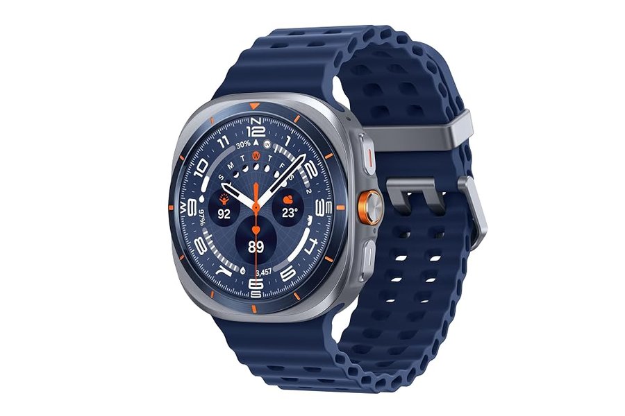 Samsung Galaxy Watch Ultra Smartwatch - Versione 2025, 47 mm, blu titanio, LTE (versione CAD), involucro in titanio resistente, design cuscino, pulsante rapido, monitoraggio della salute basato