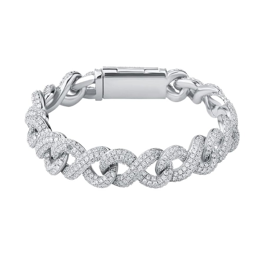Bracciale da uomo in moissanite 10 mm di larghezza 18 carati VVS 925 braccialetti in argento Sterling per uomo catena di moissanite Bracciale da uomo con diamanti per donne Bracciale con