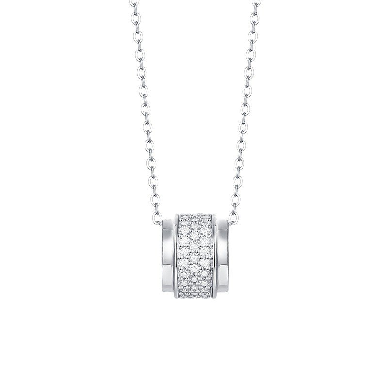 S925 Silver 2.9g Moissanite Barrel Necklace, 69pcs 1.3mm D VVS1, 40&5cm, GRA Certified
