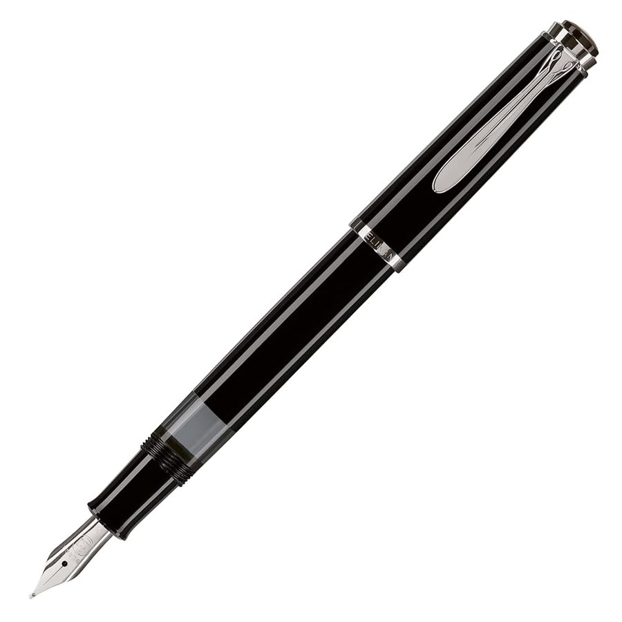 Pelikan 971986 - Penna Stilografica Linea M205 Classic, Nero, Dettagli Argento Silver, Pennino In Acciaio Inossidabile, Dimensione M, 1 Unità (Confezione da 1), in confezione regalo