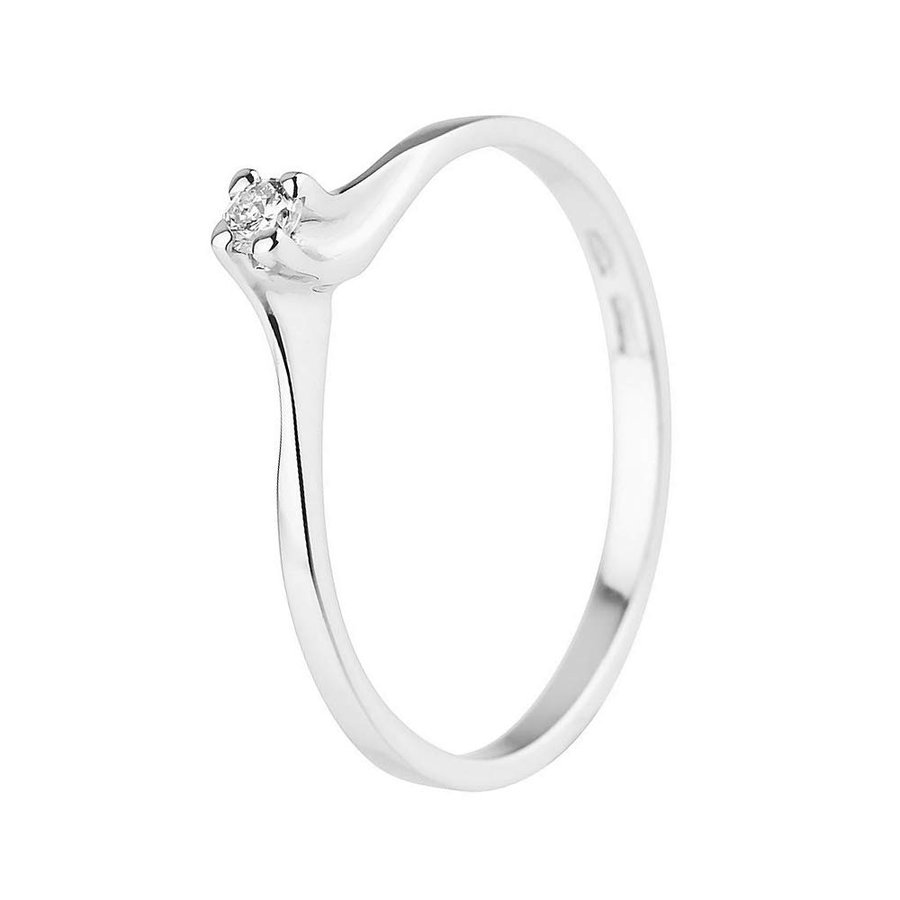 Anello con diamante solitario 0,060 carati - Disponibile in oro giallo e oro bianco - Gioielli da donna