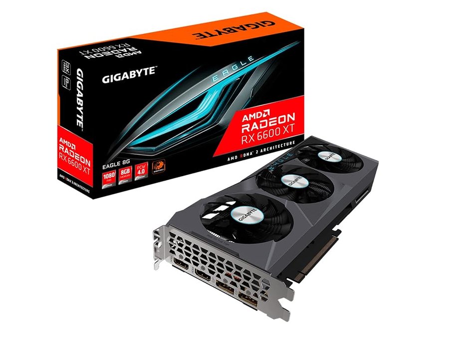 GIGABYTE Scheda grafica Radeon RX 6600 XT Eagle 8G, sistema di raffreddamento WINDFORCE 3X, scheda video GDDR6 a 128 bit da 8 GB, GV-R66XTEAGLE-8GD