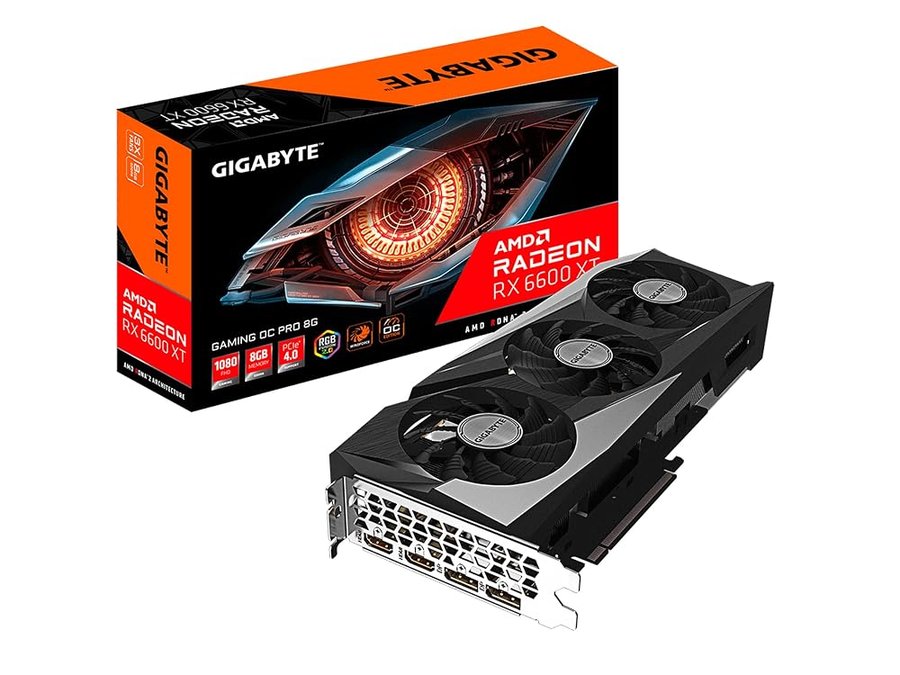 GIGABYTE Scheda grafica Radeon RX 6600 XT Gaming OC PRO 8G, sistema di raffreddamento WINDFORCE 3X, scheda video GDDR6 a 128 bit da 8 GB, GV-R66XTGAMINGOC PRO-8GD