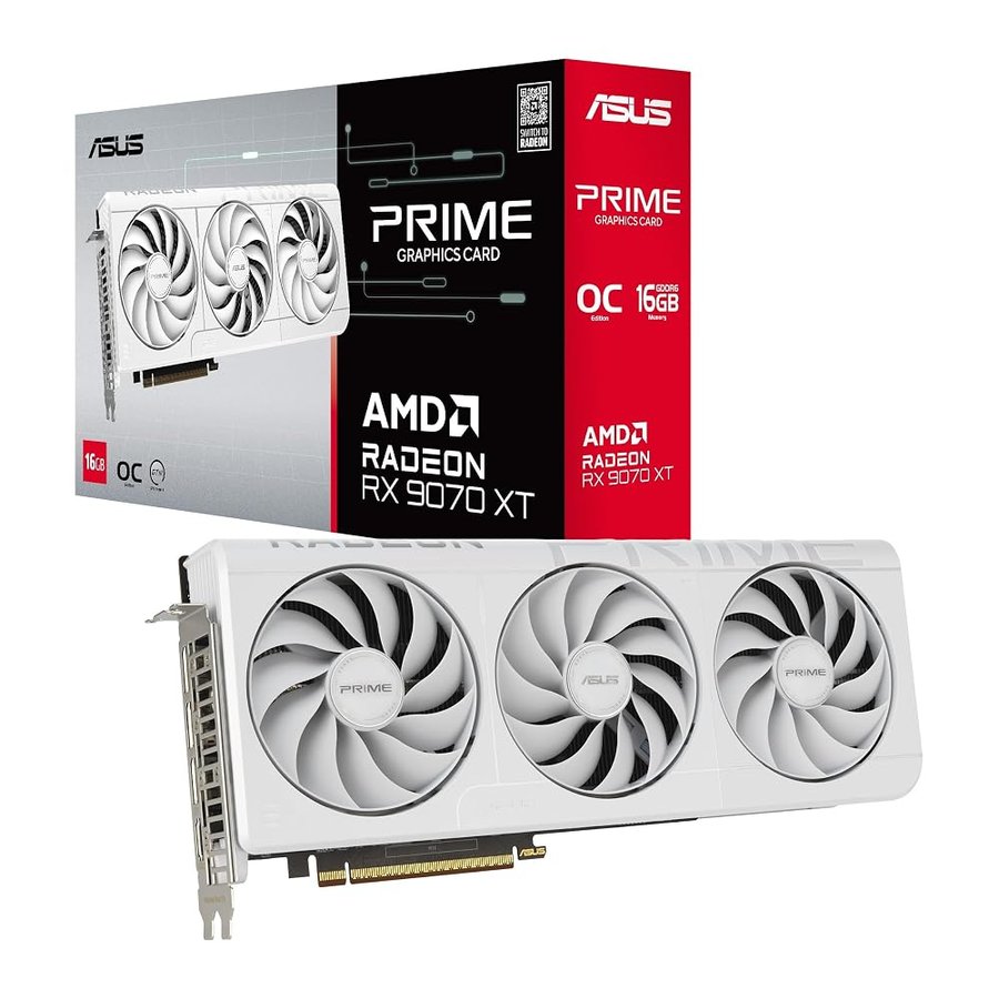 ASUS PRIME RX9070XT OC, Scheda Grafica 16 GB GDDR6 AMD Radeon, Bianca
