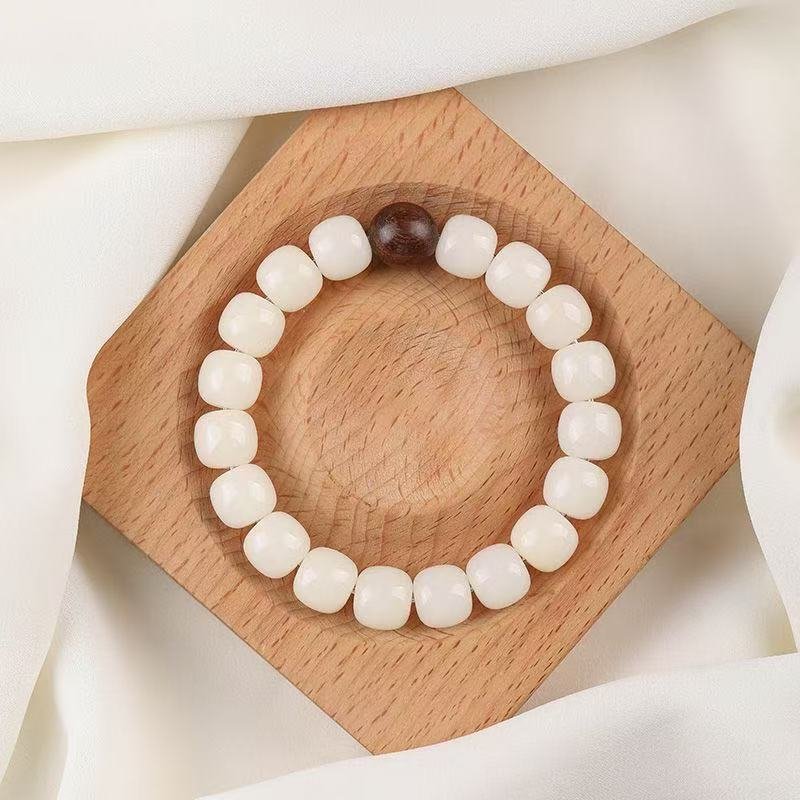 White Bodhi Seed Beaded Bracelet