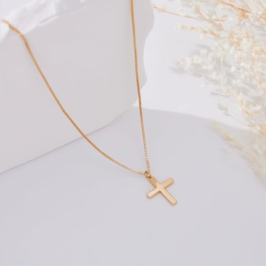 Cross Necklace For Women & Teen Girls, Dainty 14K Gold & Silver Plated Cross Choker, Waterproof Religious Faith Jewelry