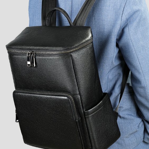 Mens Leather Commuter Casual Laptop Backpack