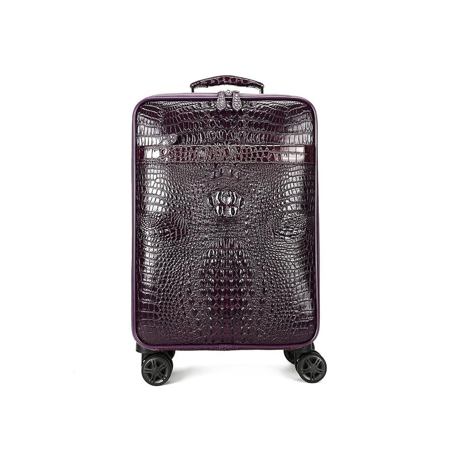 Bagaglio a Mano in Pelle, Trolley da Cabina Premium, Valigia Spinner da 20 Pollici, Viaggi d'Affari for Uomini e Donne(Purple)
