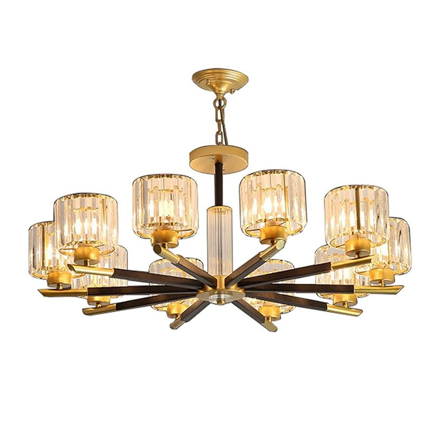 Lampadario di cristallo di lusso 10 luci Lampadari moderni in ferro battuto con cristallo di vetro per sala da pranzo Soggiorno Foyer Ingresso Illuminazione a sospensione Apparecchi in metal