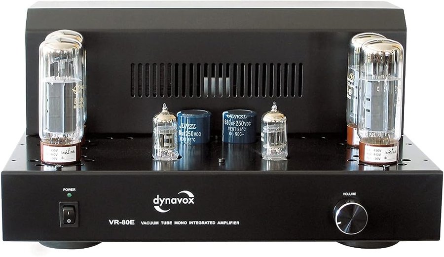 Dynavox VR-80 amplificatore integrato mono a valvole, amplificatore HiFi per un suono valvolare caldo, design vintage con griglia di protezione rimovibile, nero