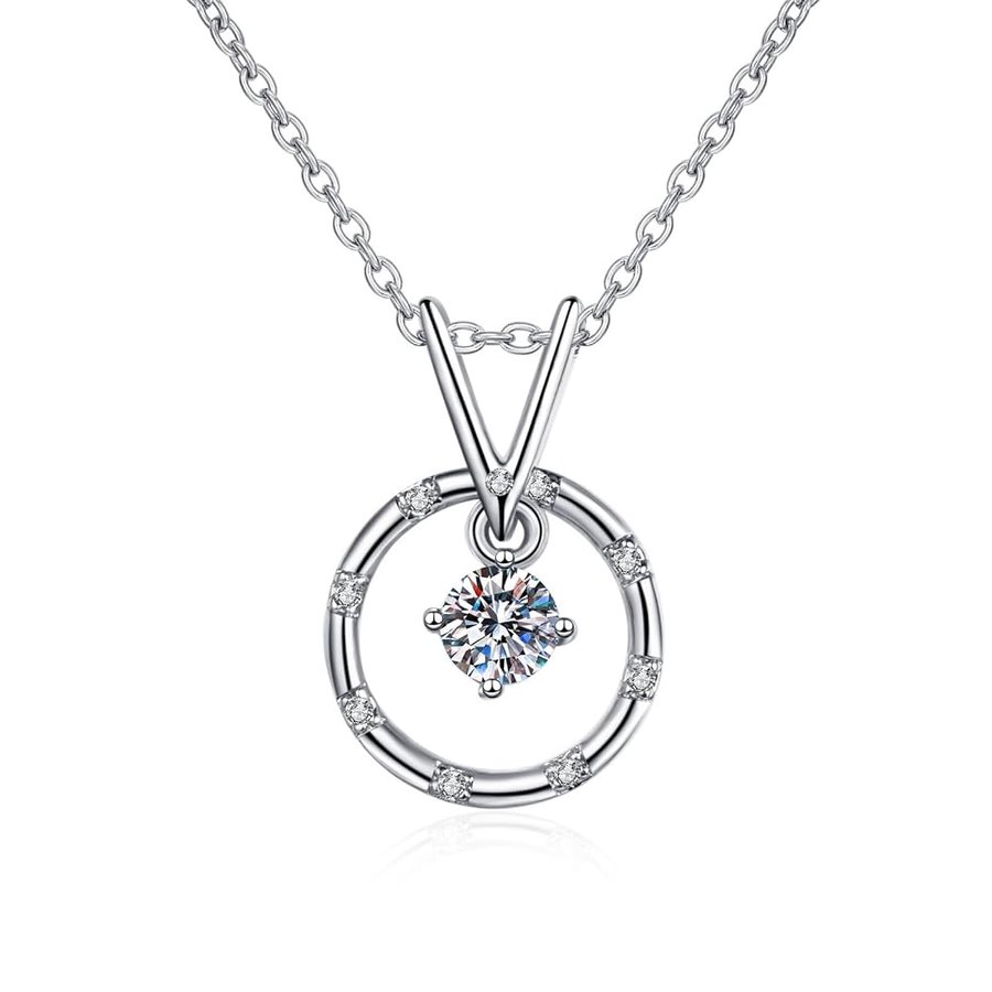 Collana da donna in vero oro bianco 18 carati Au750, realizzata in laboratorio, con diamanti da donna, in oro 18 carati, con diamanti creati, 45 + 5 cm