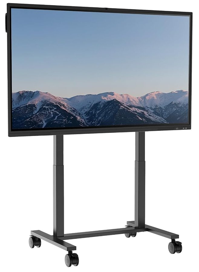 Carrello porta TV mobile con ruote per schermi piatti LCD LED OLED al plasma da 55" a 85", inclinabile, con ripiano per sostenere fino a 90,7 kg