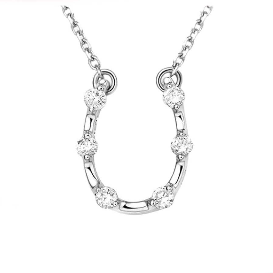 Collana da donna con ciondolo, collana lunga con diamanti bianchi 9/14/18 carati, oro bianco/platino