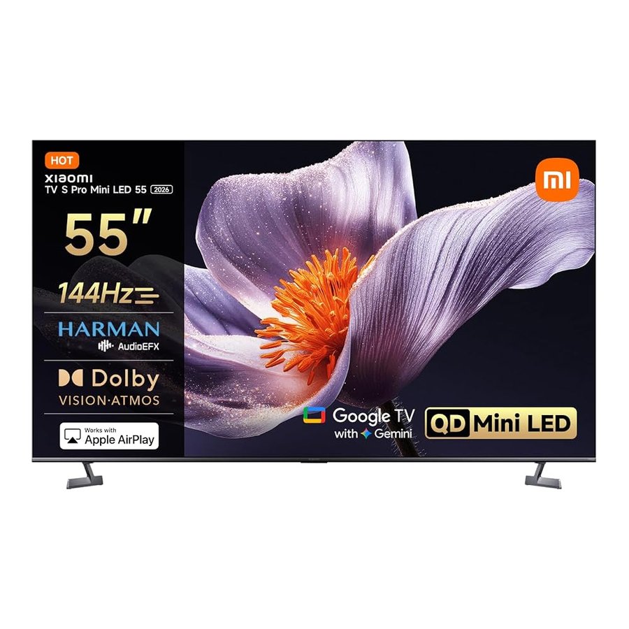 XIAOMI TV S Pro Mini LED 55,smart tv,4k QLED,144Hz Google TV,HDR 10+, Tuner DVB-C/S/S2/T/T2,MEMC,Dolby Vision,Dolby Atmos,DTS-X,Harman AudioEFX，Integrazione Alexa, Airplay2