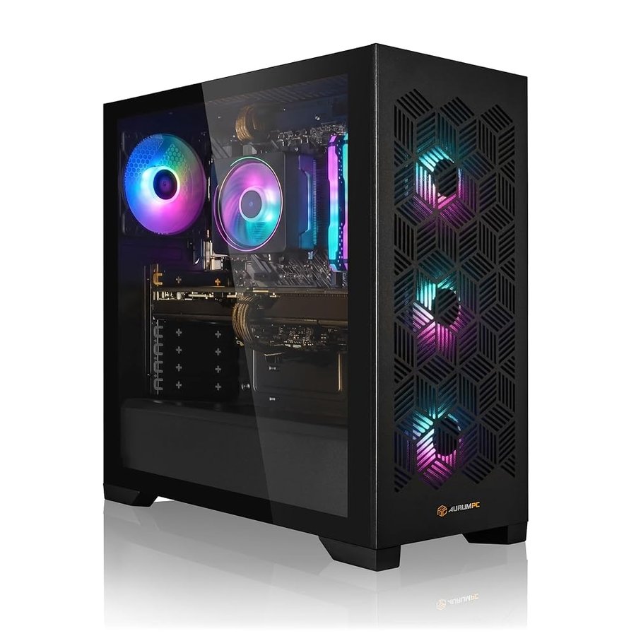 AURUMPC Completo PC Gaming Ryzen 7 5800X • 27” Schermo • Nvidia GeForce RTX5060 8GB • 32GB DDR4 • 1TB M.2 SSD • Windows 11 • Tastiera/Mouse • pc da gaming