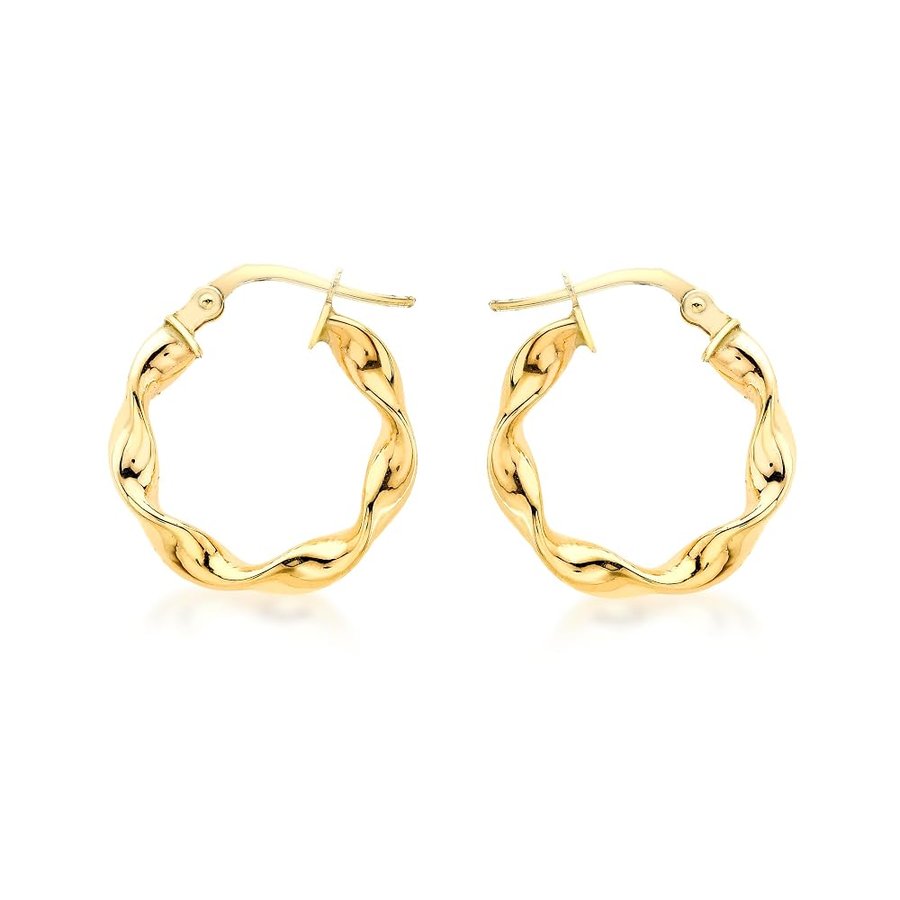 Orecchini Creole con Tubo Twist da 20mm in Oro Giallo 9ct