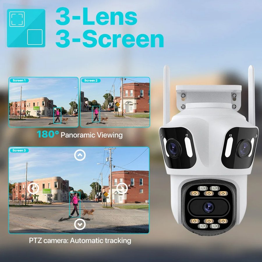 Three-screen 9MP Camera HD Night Vision