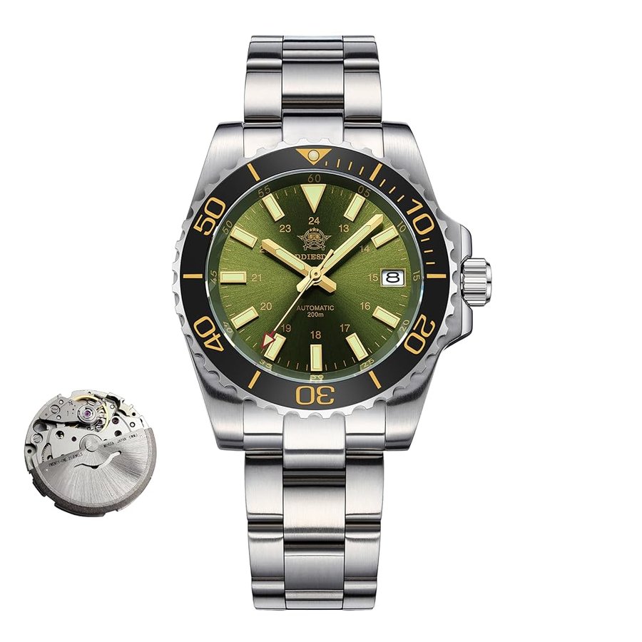 Orologio Uomo Automatico Meccanico 8215 Quadrante Satinato a Raggi Solari Impermeabile 20 ATM Vetro Zaffiro Sintetico Super Luminoso BGW9 Acciaio Inossidabile