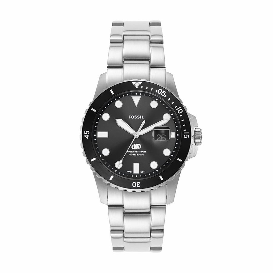 Orologio subacqueo blu da uomo, movimento al quarzo con data a tre lancette e cinturino in acciaio inossidabile o in pelle