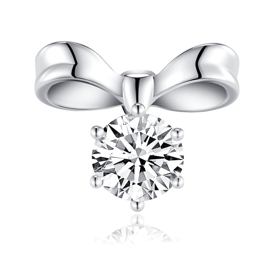 S925 Sterling Silver Bow Stud Earrings, 1ct D-VVS1 Moissanite, Platinum Plated 3.1g Women's Jewelry With GRA Certificate Gift Box