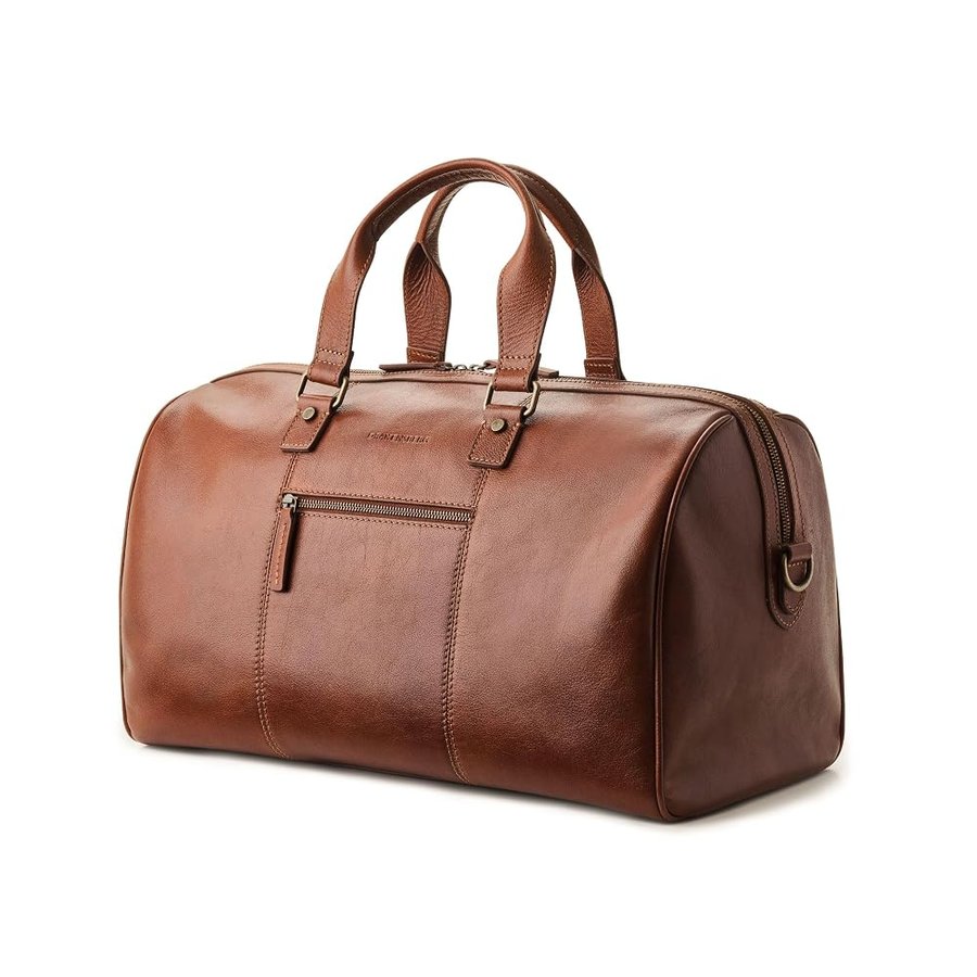 Borsa da viaggio in pelle "Romeo" per uomo e donna, lussuosa borsa da viaggio e bagaglio a mano, adatta per IATA onboard, 30 l, marrone castagno, DR00500, Marrone castagno, taglia unica,