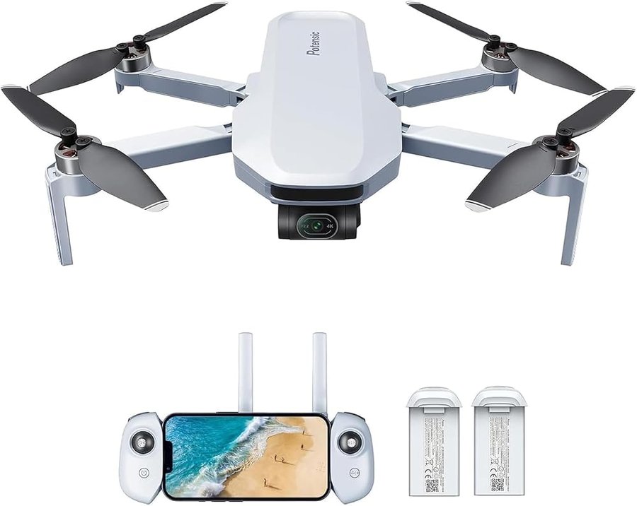 Potensic ATOM 4K GPS Drone Pieghevole con Gimbal a 3 Assi, ＜249 g, 6KM Trasmissione, 12MP Foto, 64 Minuti di Volo con 2 Batterie, QuickShots, Seguito Visivo, C0