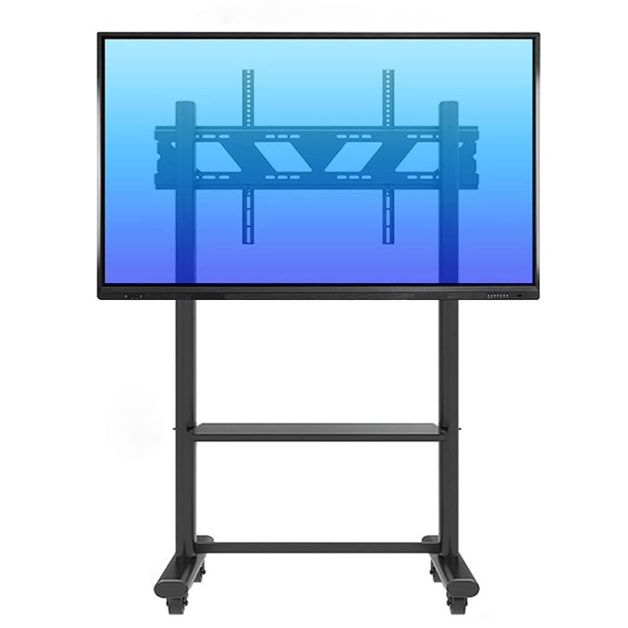 Supporto TV per Montaggio su Carrello Nero con Portaoggetti, Carrello TV Mobile Girevole per TV a Schermo Piatto OLED al Plasma/LCD/LED da 55"- 85", Carico 125 kg (Color : Black) (Black) (Black)