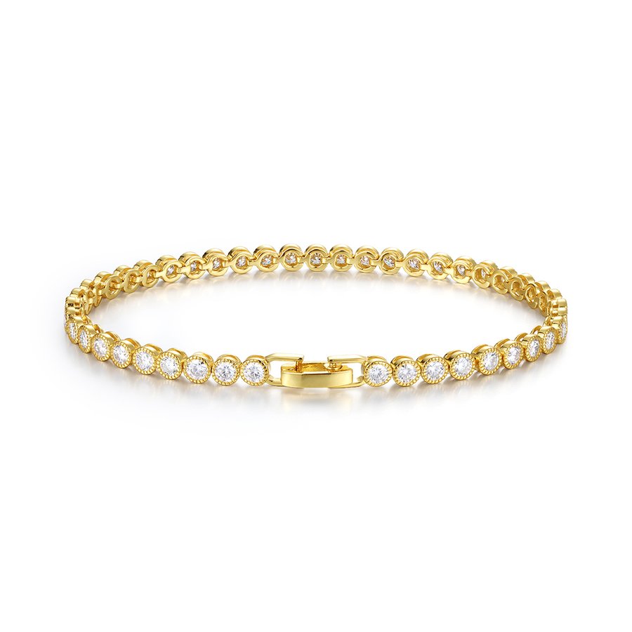 S925 Silver Gold Plated 45pcs 3mm Bezel Moissanite Bracelet 19cm D Color VVS1 GRA Certified Gift Box