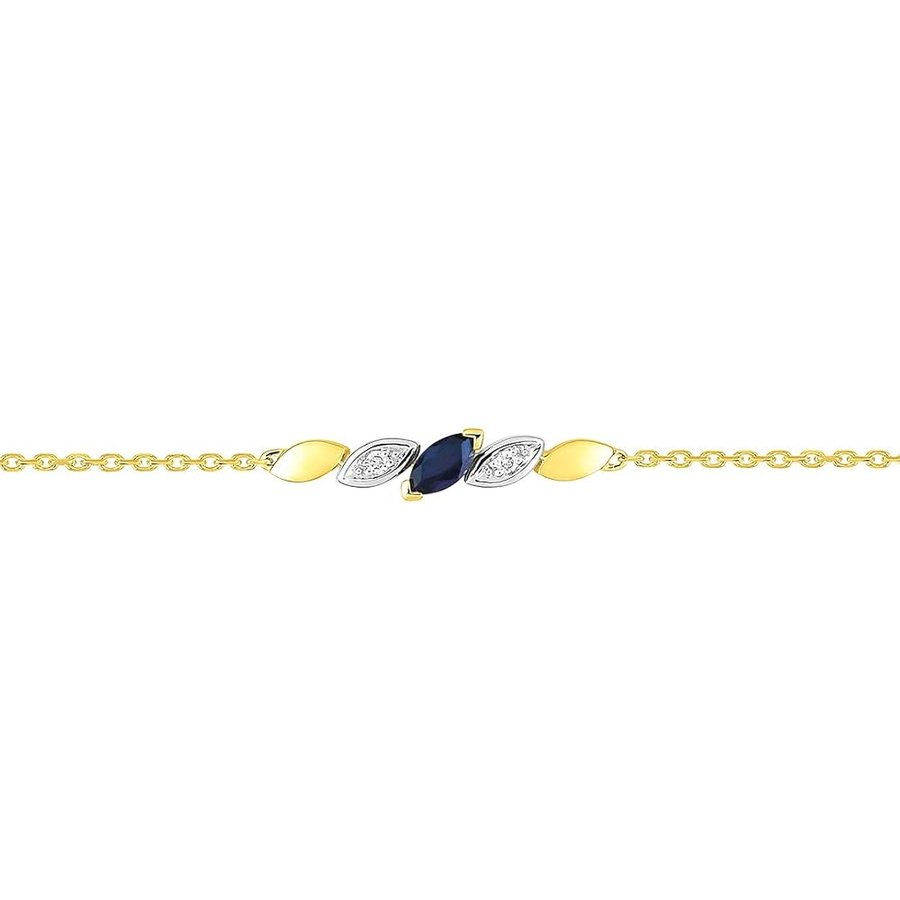 Bracciale con diamanti zaffiro in oro 18 carati – gioielli da donna di lusso – gioielli francesi, 18 cm, Oro giallo, Zaffiro