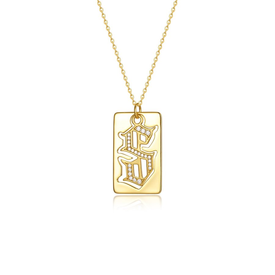 S925 Silver Gold Plated Hollow Letter Tag Moissanite Necklace 45cm D Color VVS1 GRA Certified Gift Box