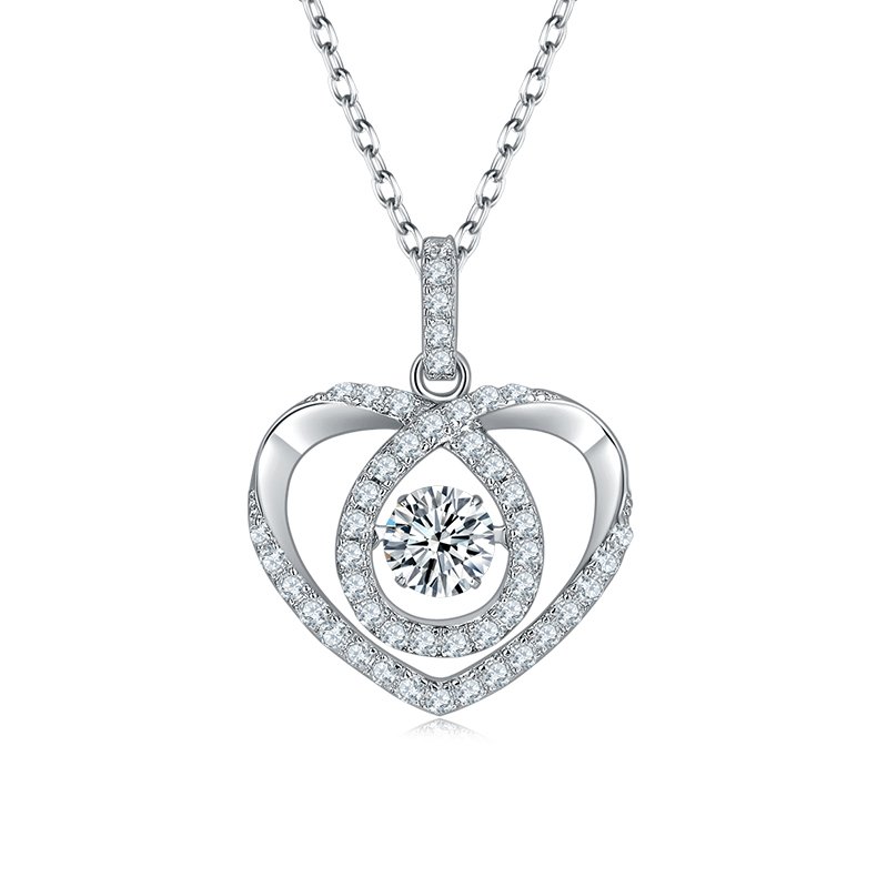 S925 Sterling Silver 0.5ct D Color VVS1 Moissanite Open Heart Necklace 45cm Platinum Plated GRA Certified Gift Box