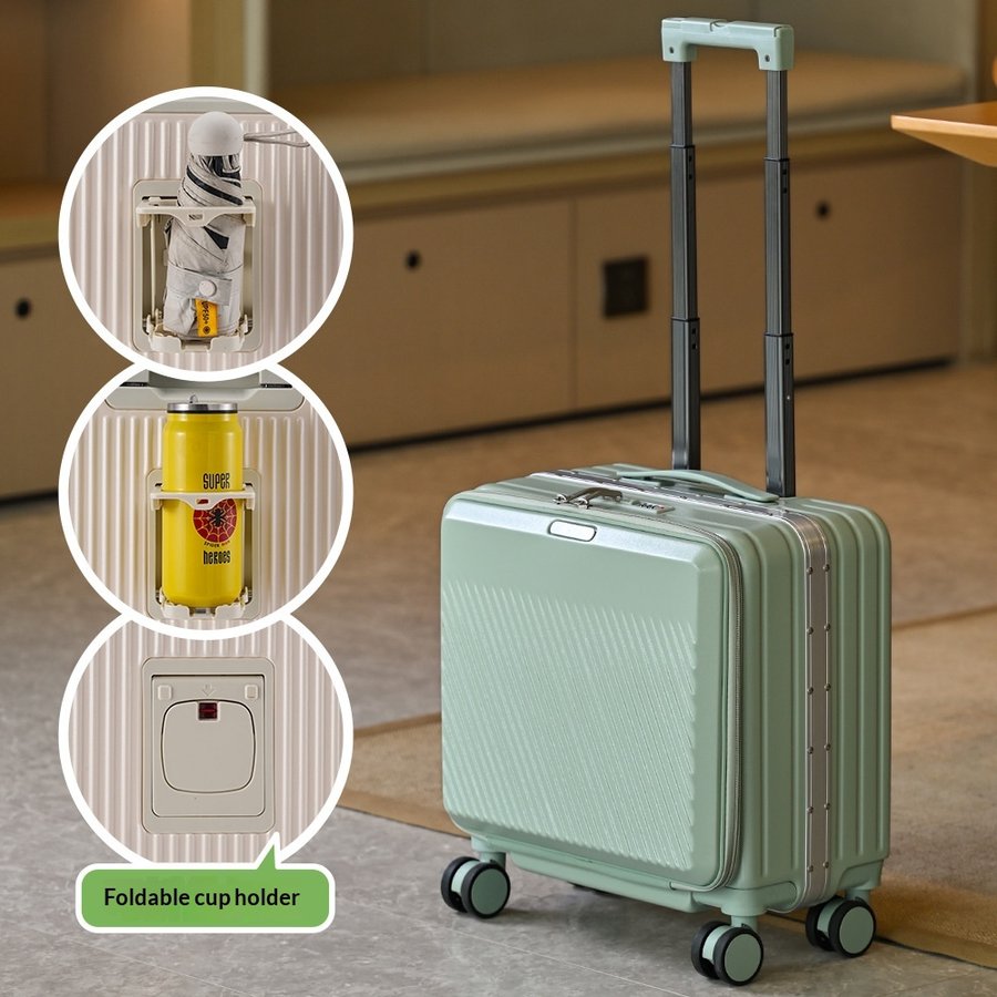 18 Inch Front Open Boarding Case, Contrasting Color Travel Suitcase, 19 Open Box, Leather Suitcase, Multifunctional Suitcase
