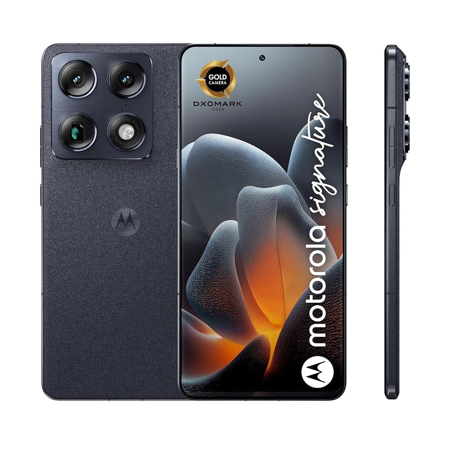 Motorola Signature (16/512GB, Tripla camera 50MP, selfie 50MP, display Super HD 6.8" Extreme AMOLED 165Hz, Qualcomm Snapdragon 8 Gen 5, 5200mAh TurboPower 90Hz, IP68/69, 5G, Android 16), Carbon