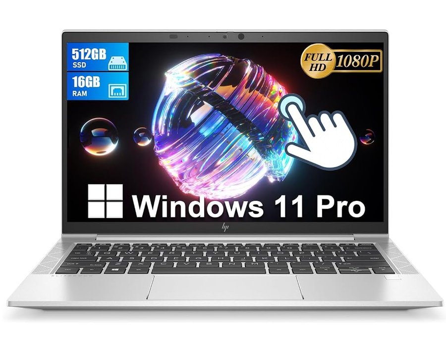 HP Elitebook 830 G8 Computer portatile touch professionale 13,3" FHD Intel Core i7-1185G7, 16 GB di RAM, SSD 512 GB, tastiera QWERTY americana, Windows 11 Pro (ricondizionato)