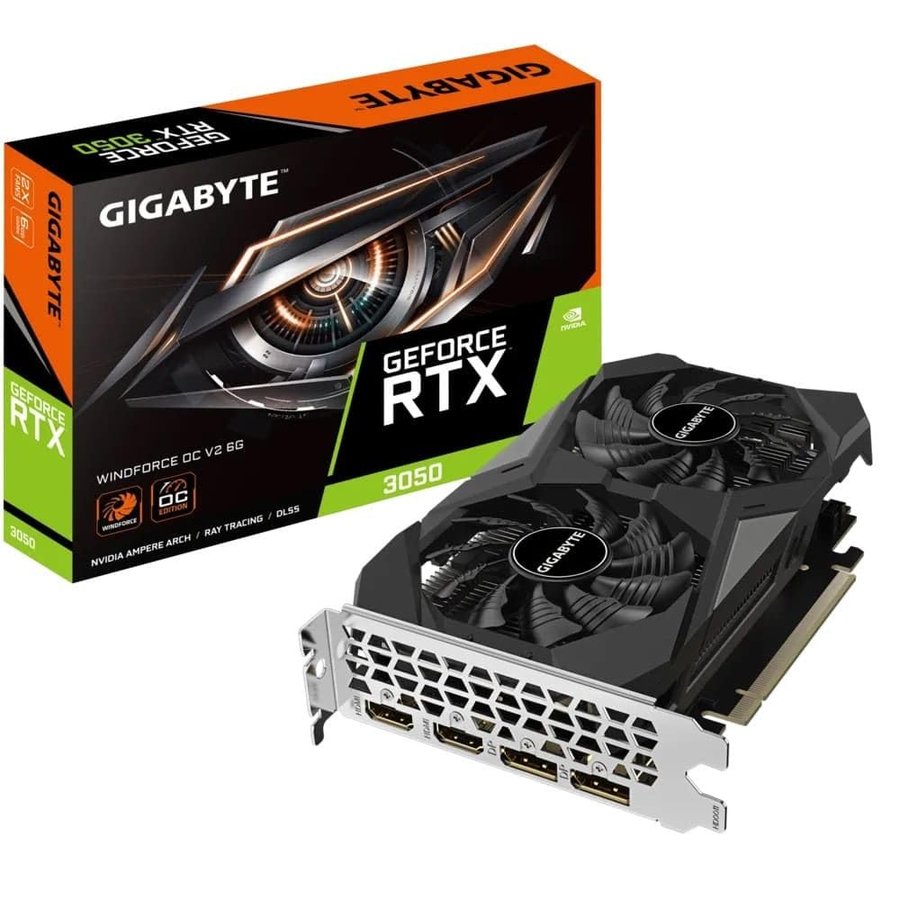 Gigabyte NVIDIA GeForce RTX 3050 WINDFORCE OC V2 6G Scheda Grafica - 6GB GDDR6, 96-bit, PCI-E 4.0, 1477MHz Core Clock, 2x DP 1.4, 2x HDMI 2.1, GV-N3050WF2OCV2-6GD