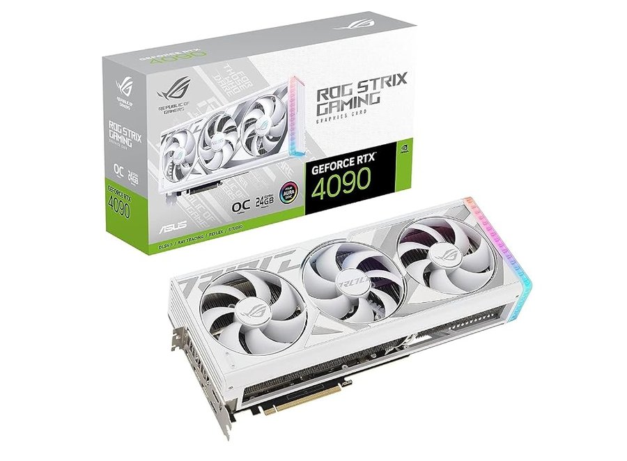 ASUS Scheda grafica da gioco ROG Strix GeForce RTX™ 4090 White OC Edition (PCIe 4.0, 24GB GDDR6X, HDMI 2.1a, DisplayPort 1.4a)