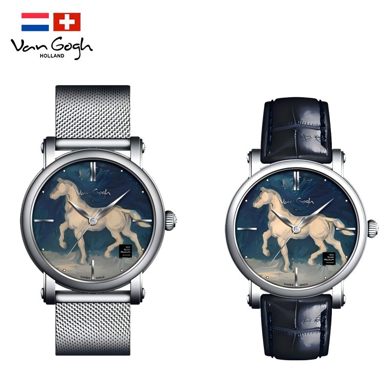 Van Gogh Quartz Wrist Watch Horse Plaster Statue