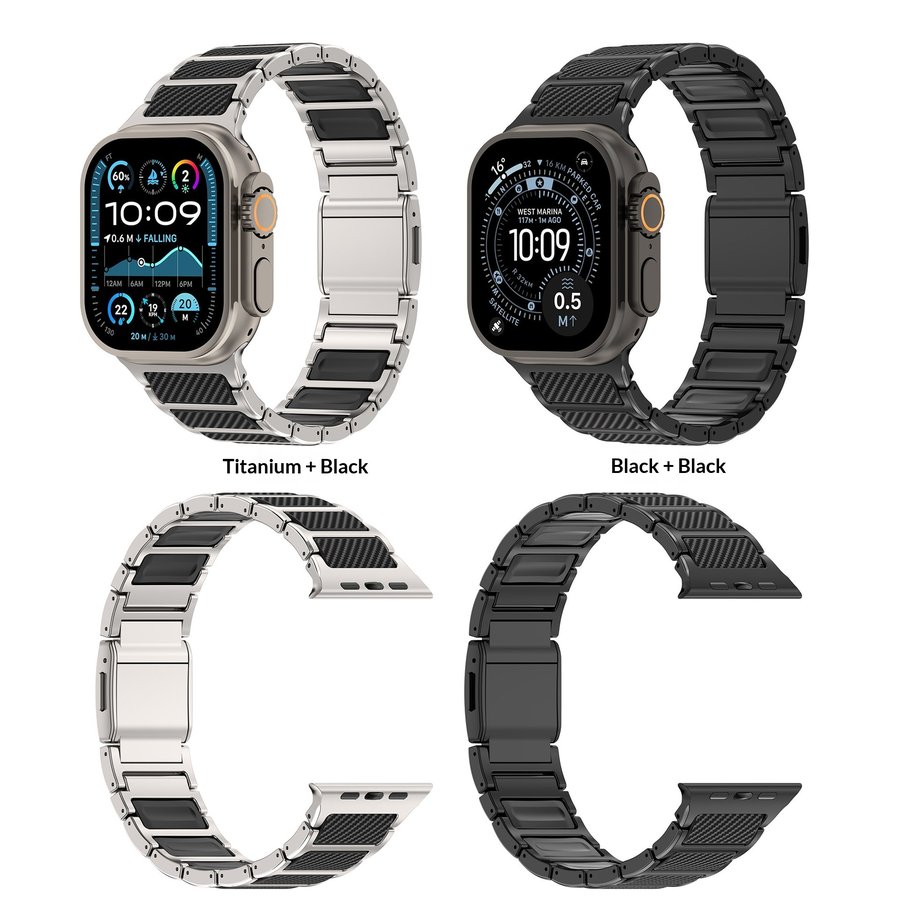 Carbon Fiber Pattern I-Bar Ultra Pure Titanium Watch Strap