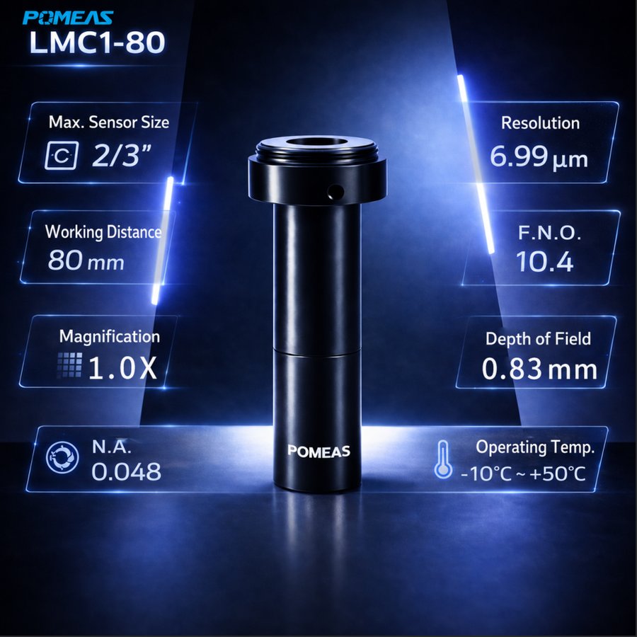 1X Macro Telecentric Lens 2     3 Inch C Mount 80mm Working Distance Low Distortion For Machine Vision MC Series LMC1-80